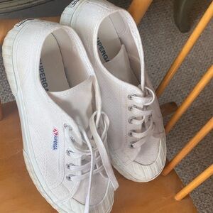 Superga Retro Off-White Canvas Sneakers. Size 38
